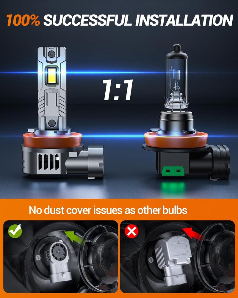 SEALIGHT 9005/HB3 H11/H8/H9 Fog Bulb 8x Brightness 80000LM S2S Series Wireless, HB3 H9 Fog Lights With Cooling Fan, 1:1 Subsize Quick Installation 50000Hrs Lifespan, Pack of 4 - Image 3